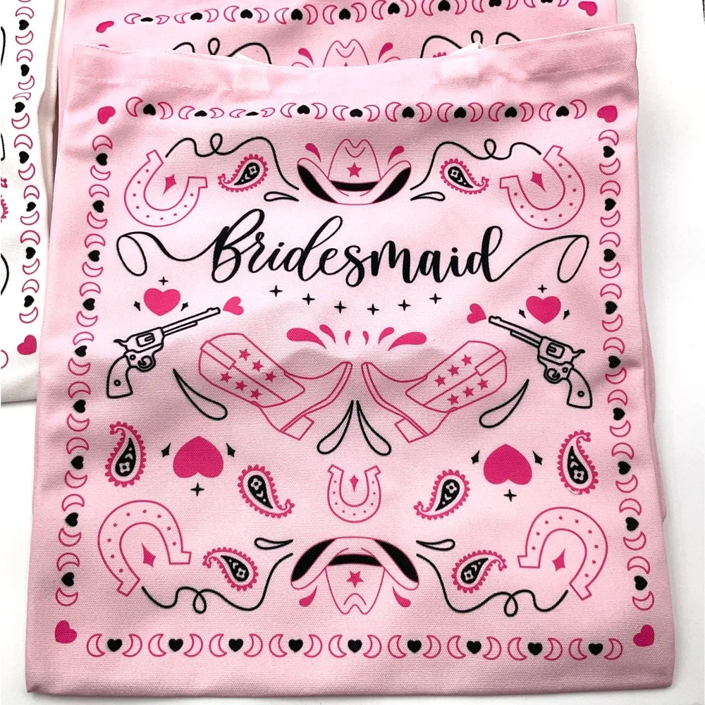 Bride Party Gift Set Bridesmaid Tote Bags Set of 6 Bachelorette Party Favors NEW